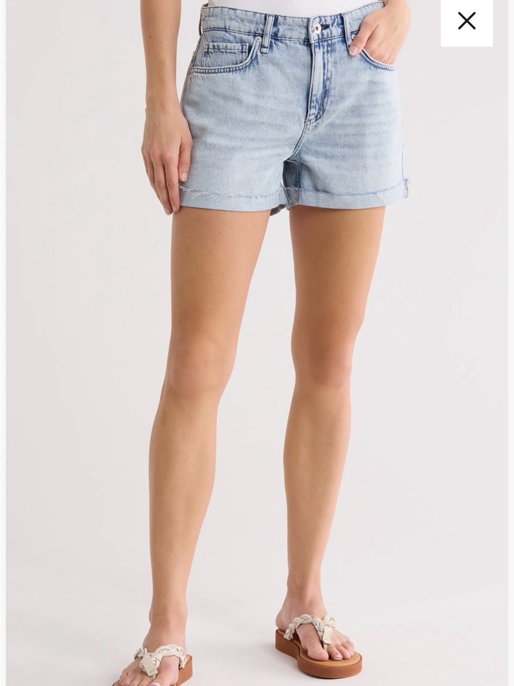 rag & bone Light Blue Cuffed Denim Shorts